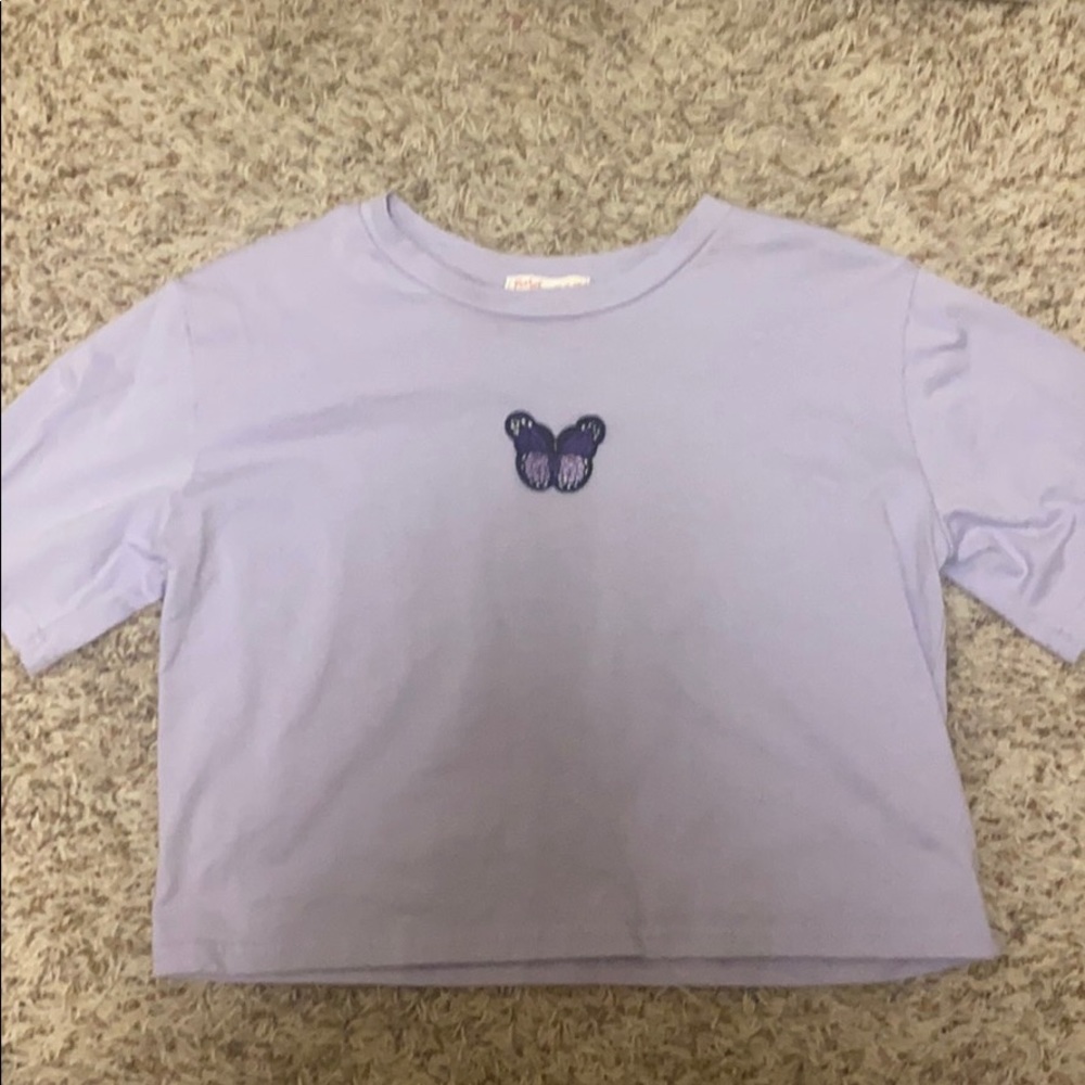 purple butterfly crop top